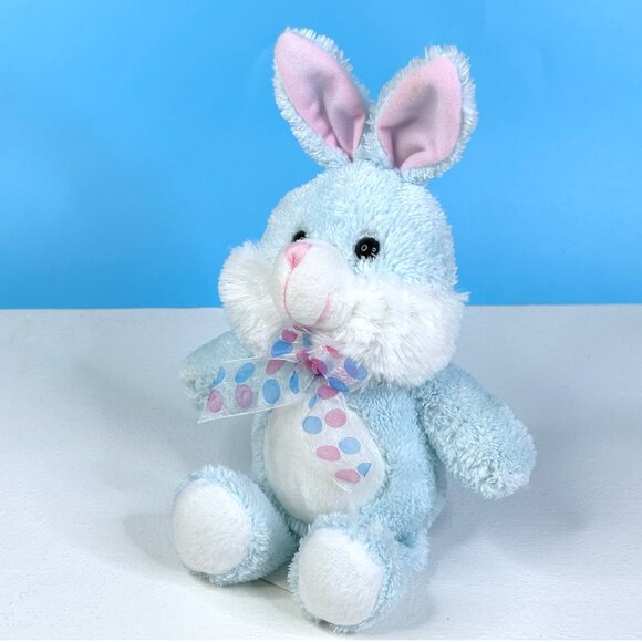Best Made Toys Baby Blue Bunny Rabbit w/ Easter Egg Bow 10" Plush Stuffed Animal - Picture 3 of 5